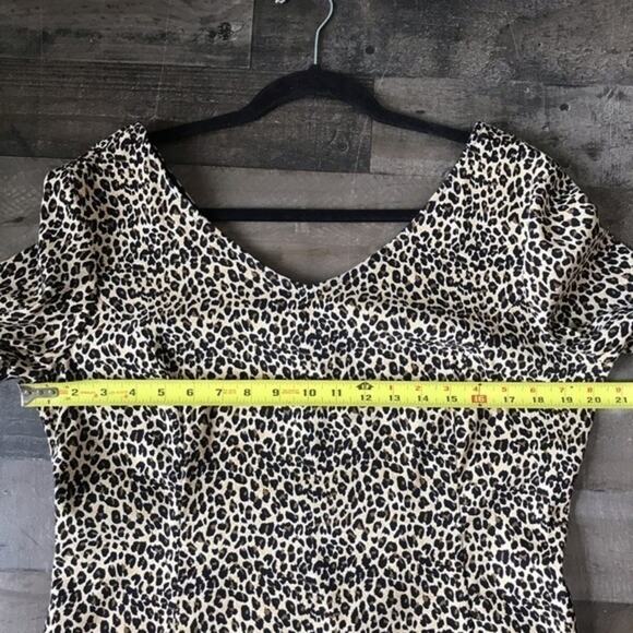 Robbie Bee Plus Size Vintage Animal Print Dress Cheetah Sexy Size 14 Fringe - Picture 5 of 8